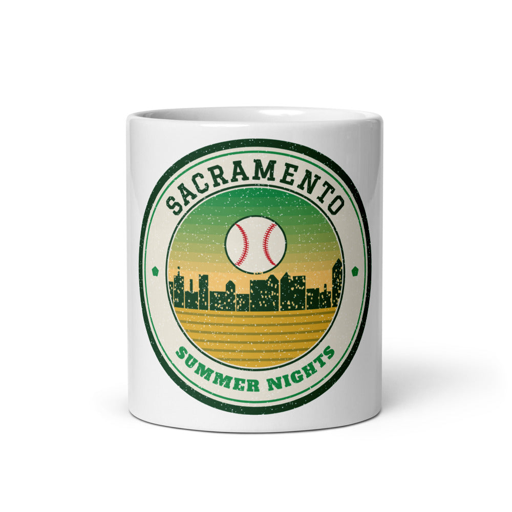 Sacramento Summer Nights Ballpark Mug in white, front