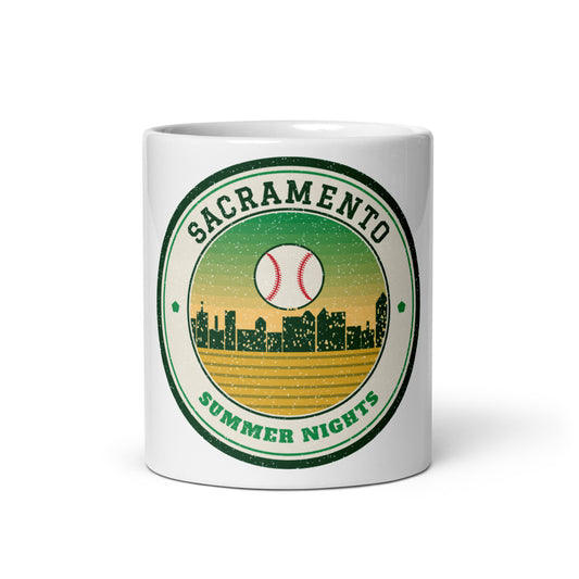 Sacramento Summer Nights Ballpark Mug in white, front
