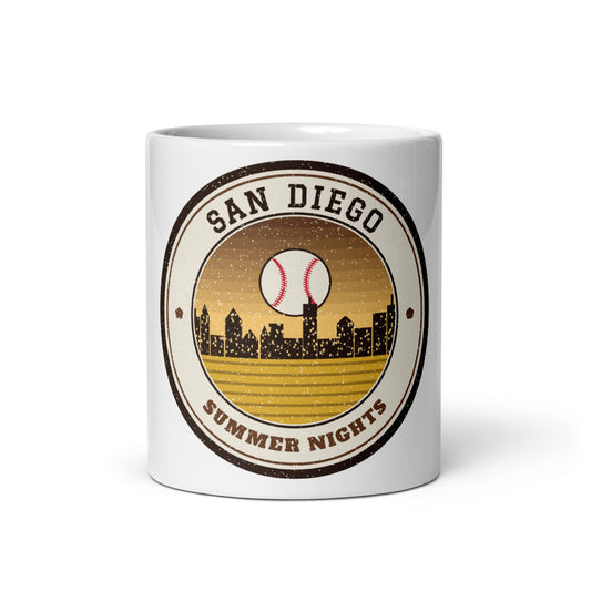 San Diego Summer Nights Ballpark Mug in white, front