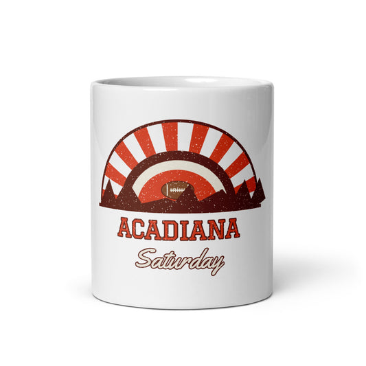 Acadiana Saturday Mug in white, front