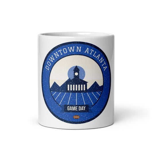 Blue & White Downtown Game Day Mug in white, front