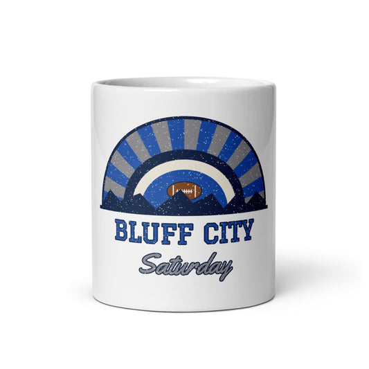 Bluff City Saturday Mug in white, front