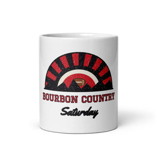 Bourbon Country Saturday Mug in white, front