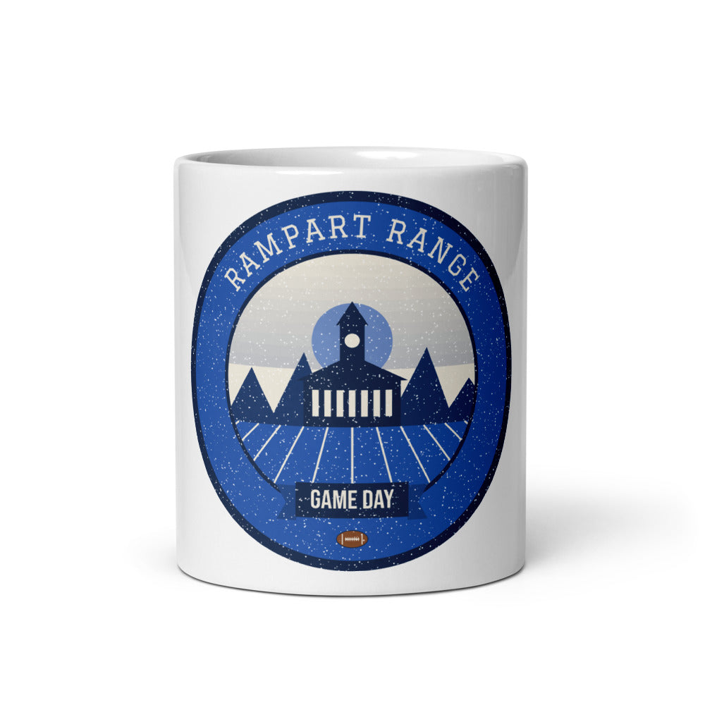 Blue & Silver Contrail Game Day Mug in white, front
