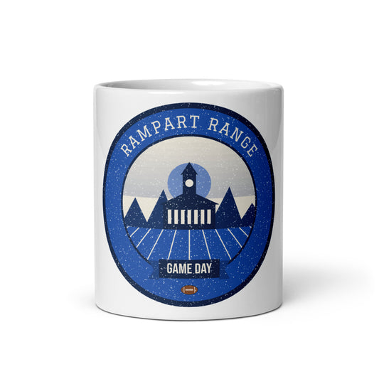 Blue & Silver Contrail Game Day Mug in white, front