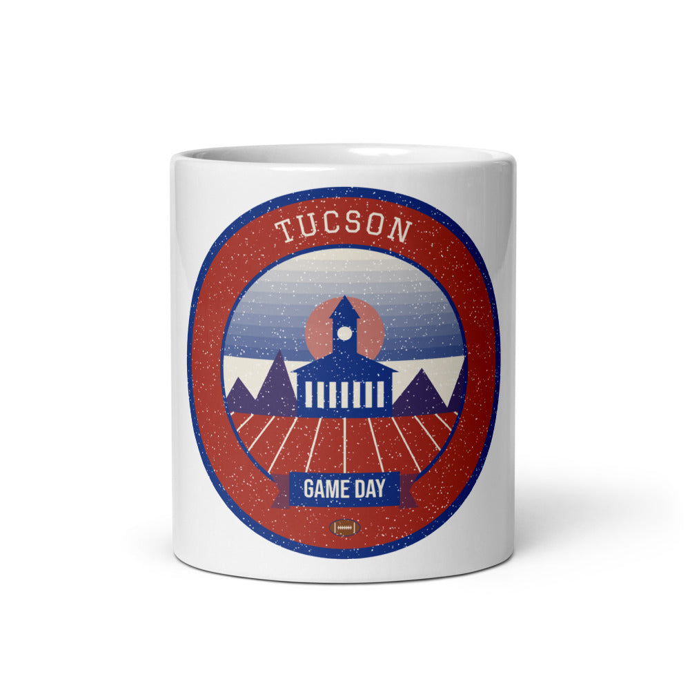 Brick Red Saguaro Game Day Mug in white, front