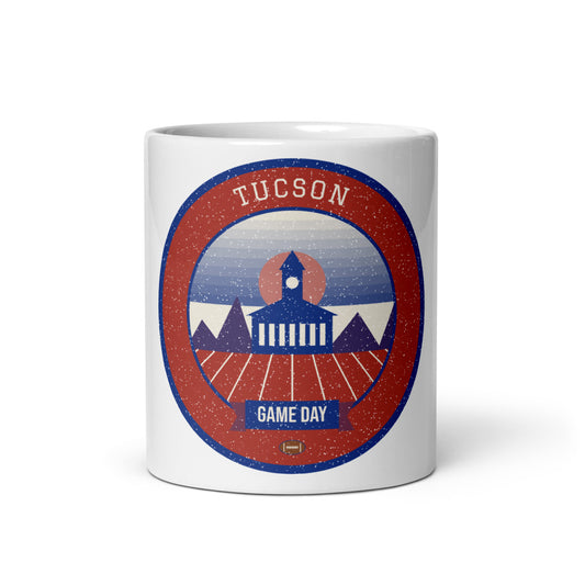 Brick Red Saguaro Game Day Mug in white, front