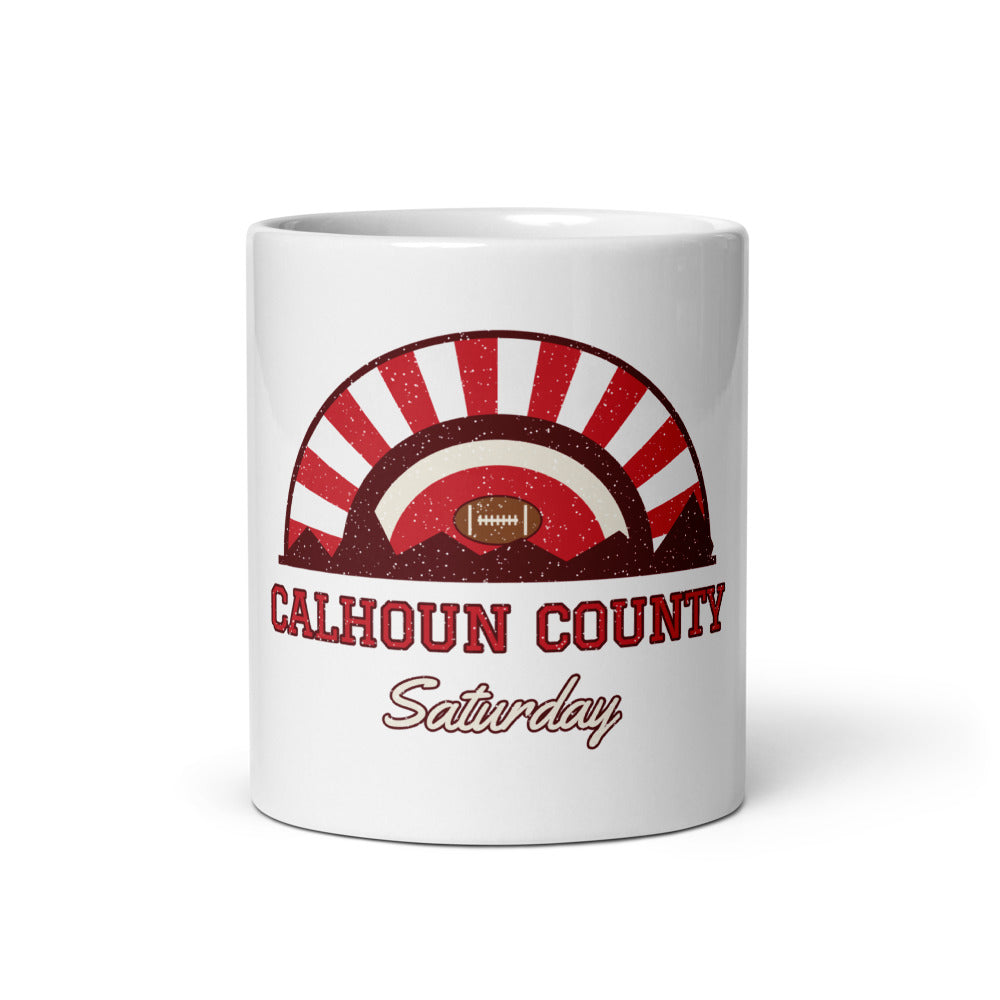Calhoun County Saturday Mug in white, front