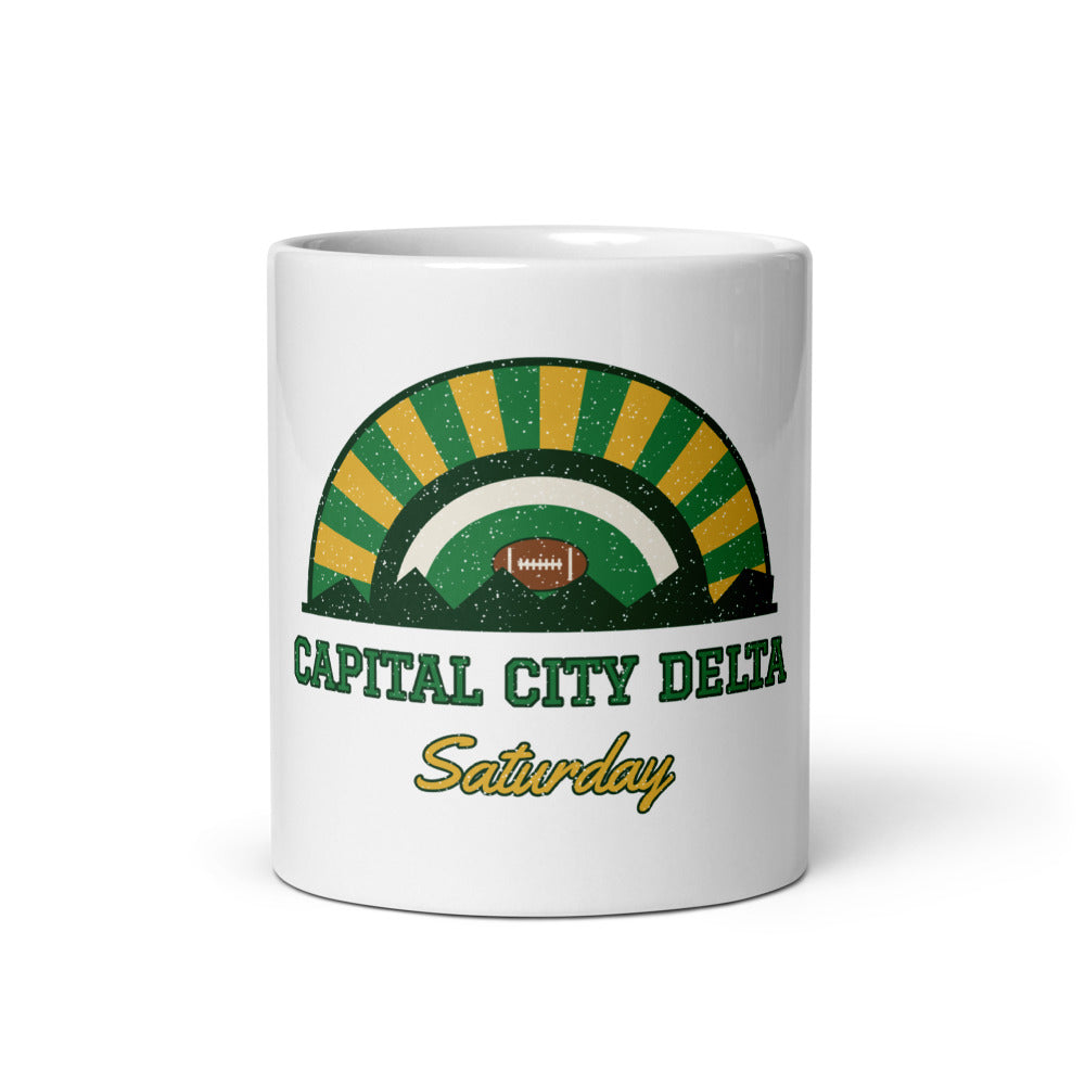 Capital City Delta Saturday Mug in white, front