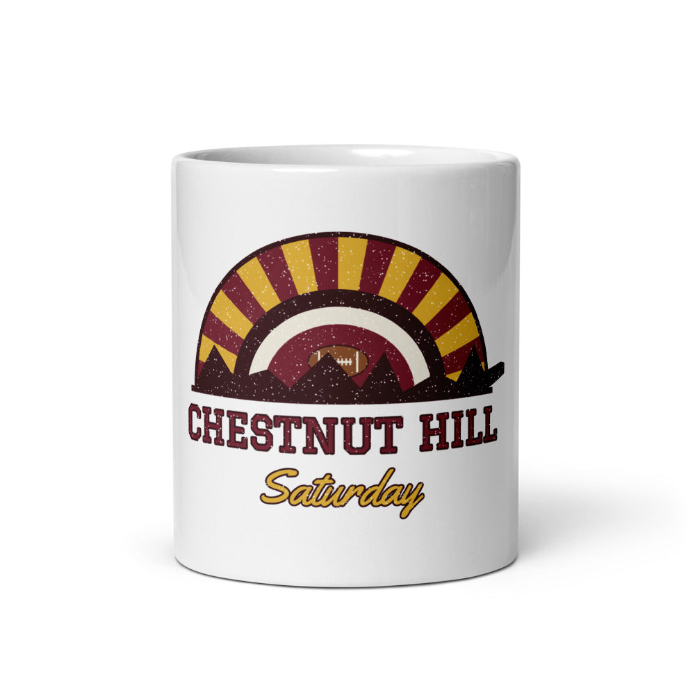 Chestnut Hill Saturday Mug in white, front