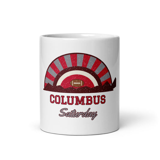 Columbus Saturday Mug in white, front