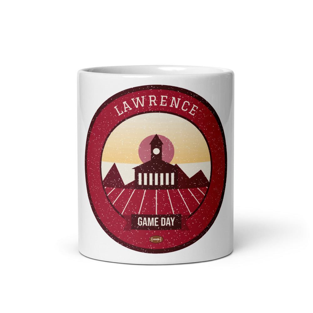 Crimson & Blue Hilltop Game Day Mug in white, front