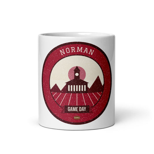 Crimson & Cream Red Dirt Game Day Mug in white, front