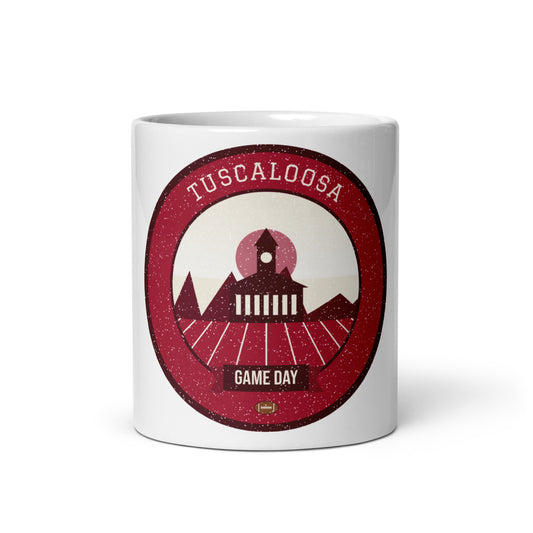 Crimson & White Riverbluff Game Day Mug in white, front