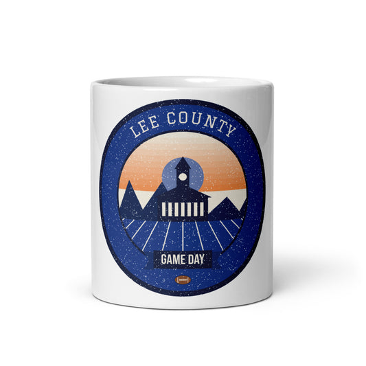 Deep Blue & Orange Oak Corner Game Day Mug in white, front