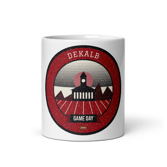 Deep Red Crossroads Game Day Mug in white, front