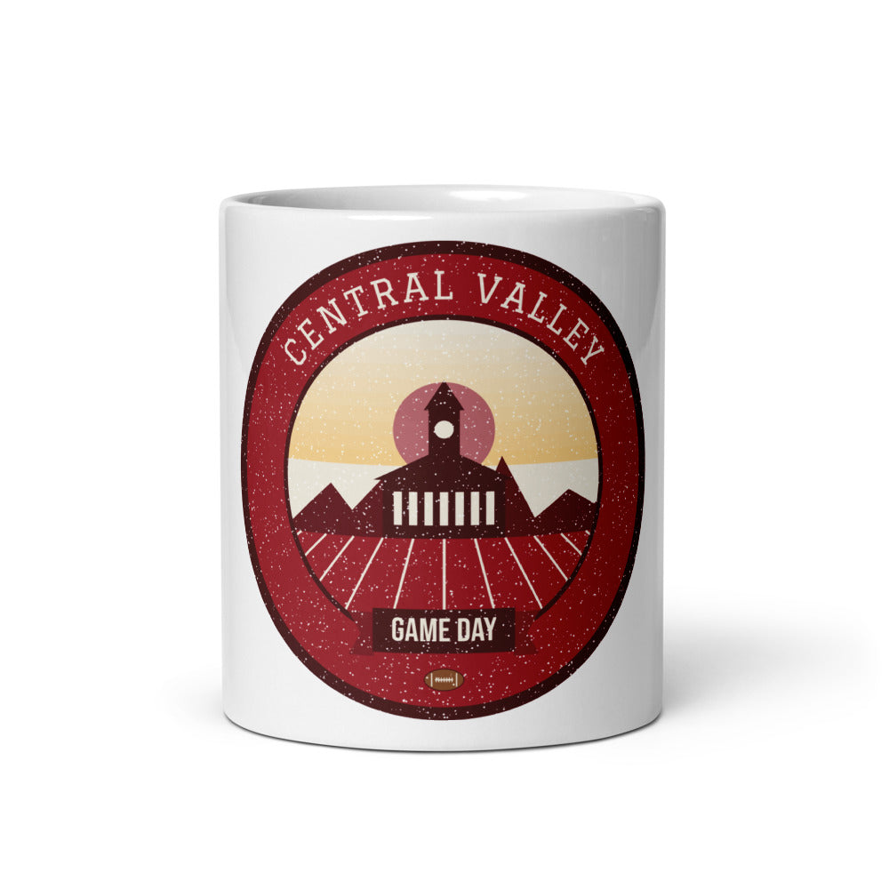 Deep Red Vineyard Game Day Mug in white, front