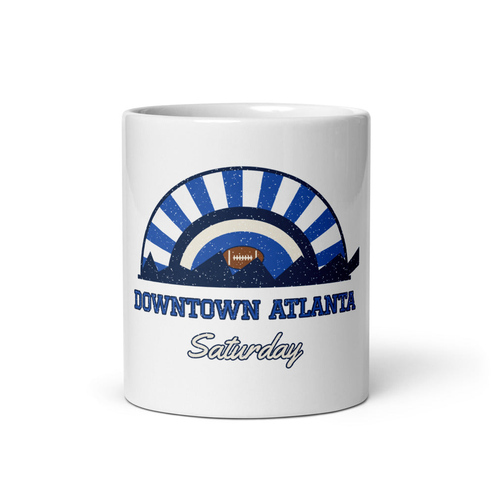 Downtown Atlanta Saturday Mug in white, front