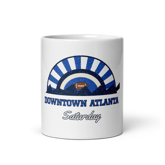 Downtown Atlanta Saturday Mug in white, front