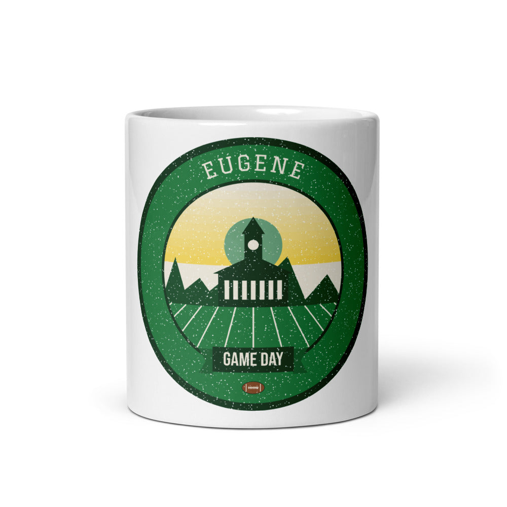 Evergreen & Yellow Game Day Mug in white, front