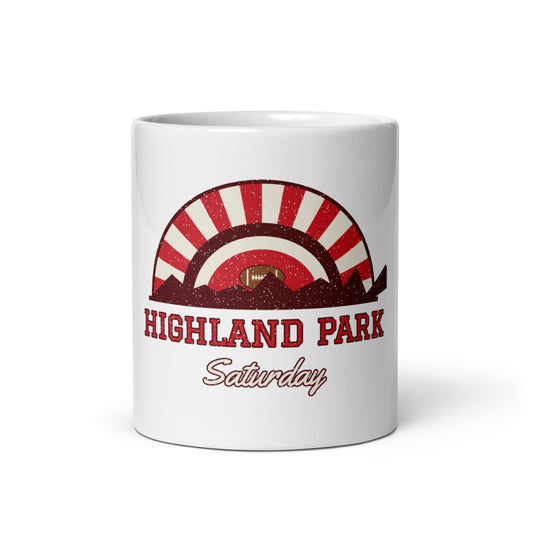 Highland Park Saturday Mug in white, front