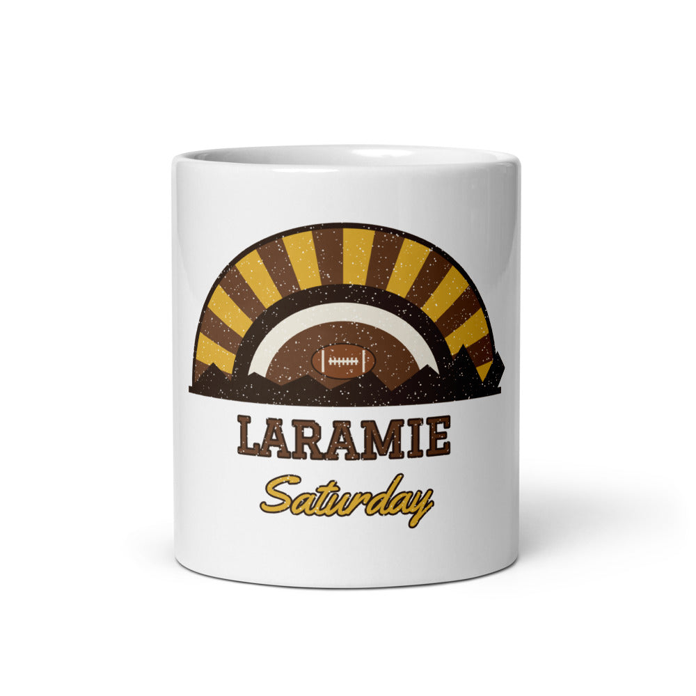 Laramie Saturday Mug in white, front