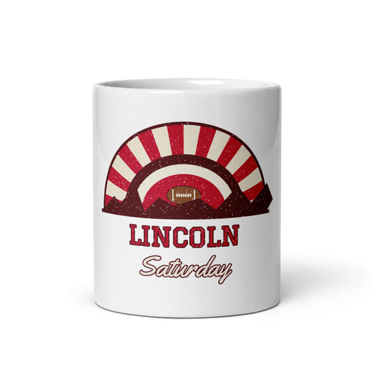 Lincoln Saturday Mug in white, front