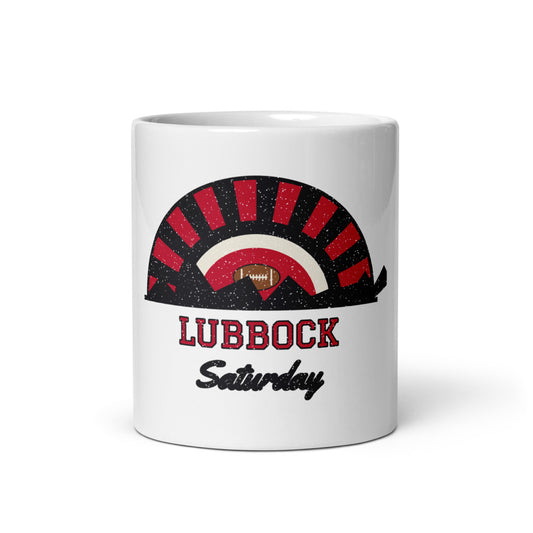 Lubbock Saturday Mug in white, front