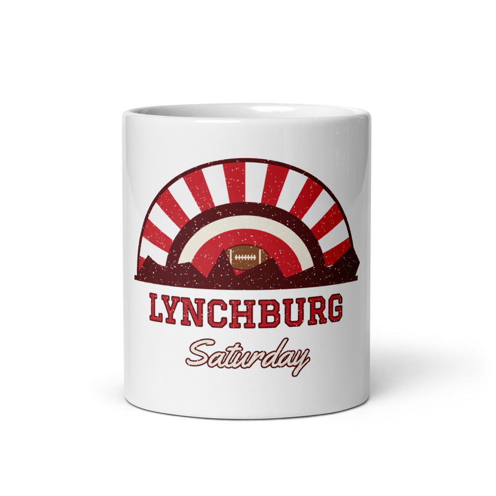 Lynchburg Saturday Mug in white, front