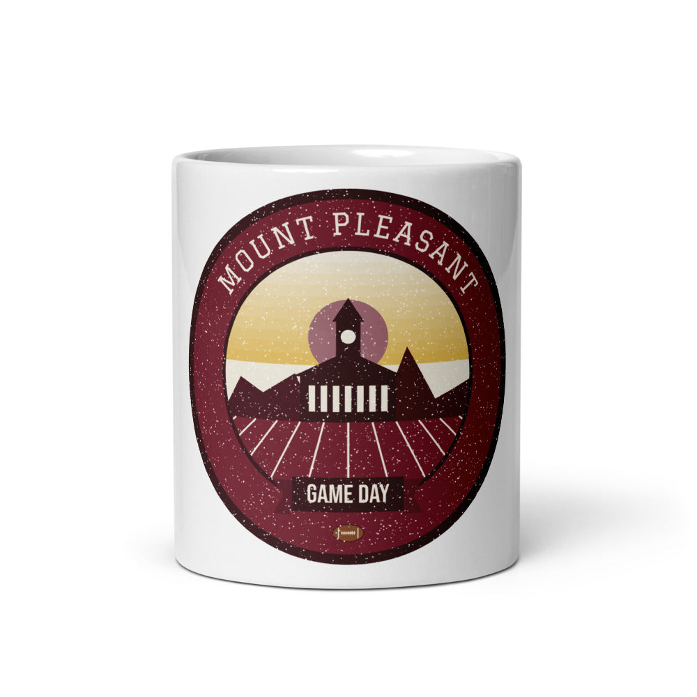 Maroon & Gold North Woods Game Day Mug in white, front