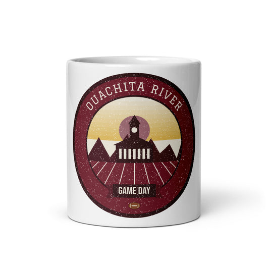 Maroon & Gold Riverboat Game Day Mug in white, front