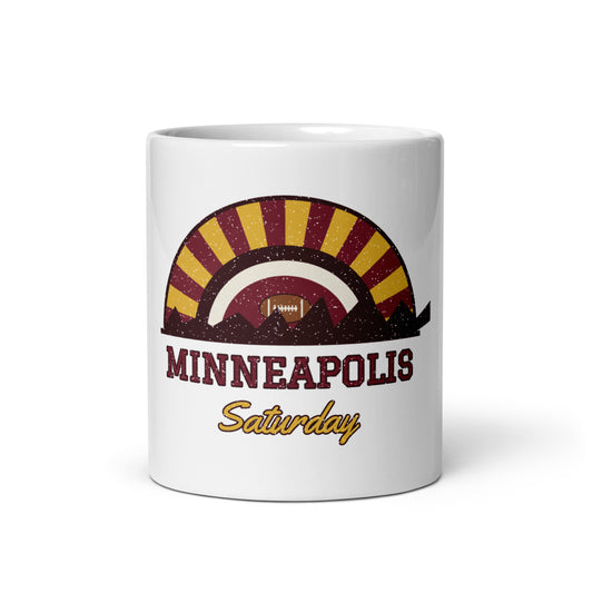 Minneapolis Saturday Mug in white, front