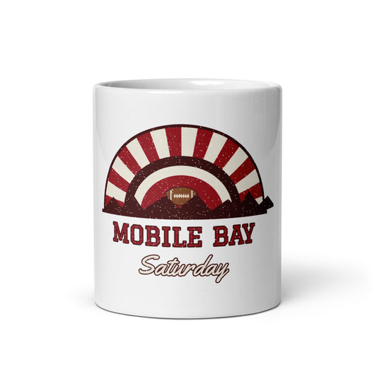 Mobile Bay Saturday Mug in white, front