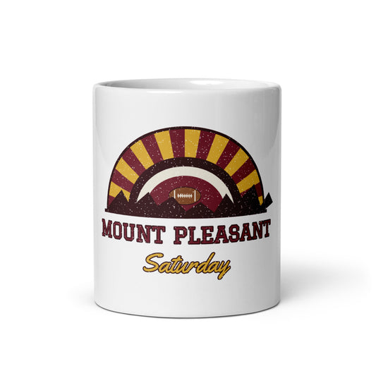 Mount Pleasant Saturday Mug in white, front