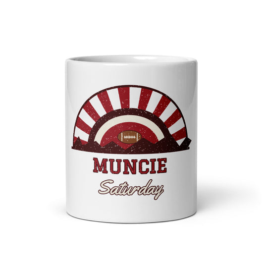 Muncie Saturday Mug in white, front
