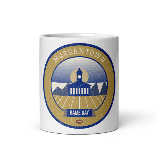 Old Gold Ridgeline Game Day Mug in white, front