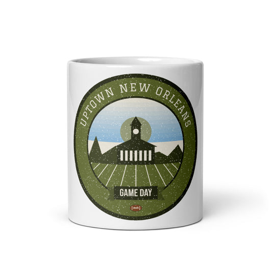 Olive & Sky Streetcar Game Day Mug in white, front