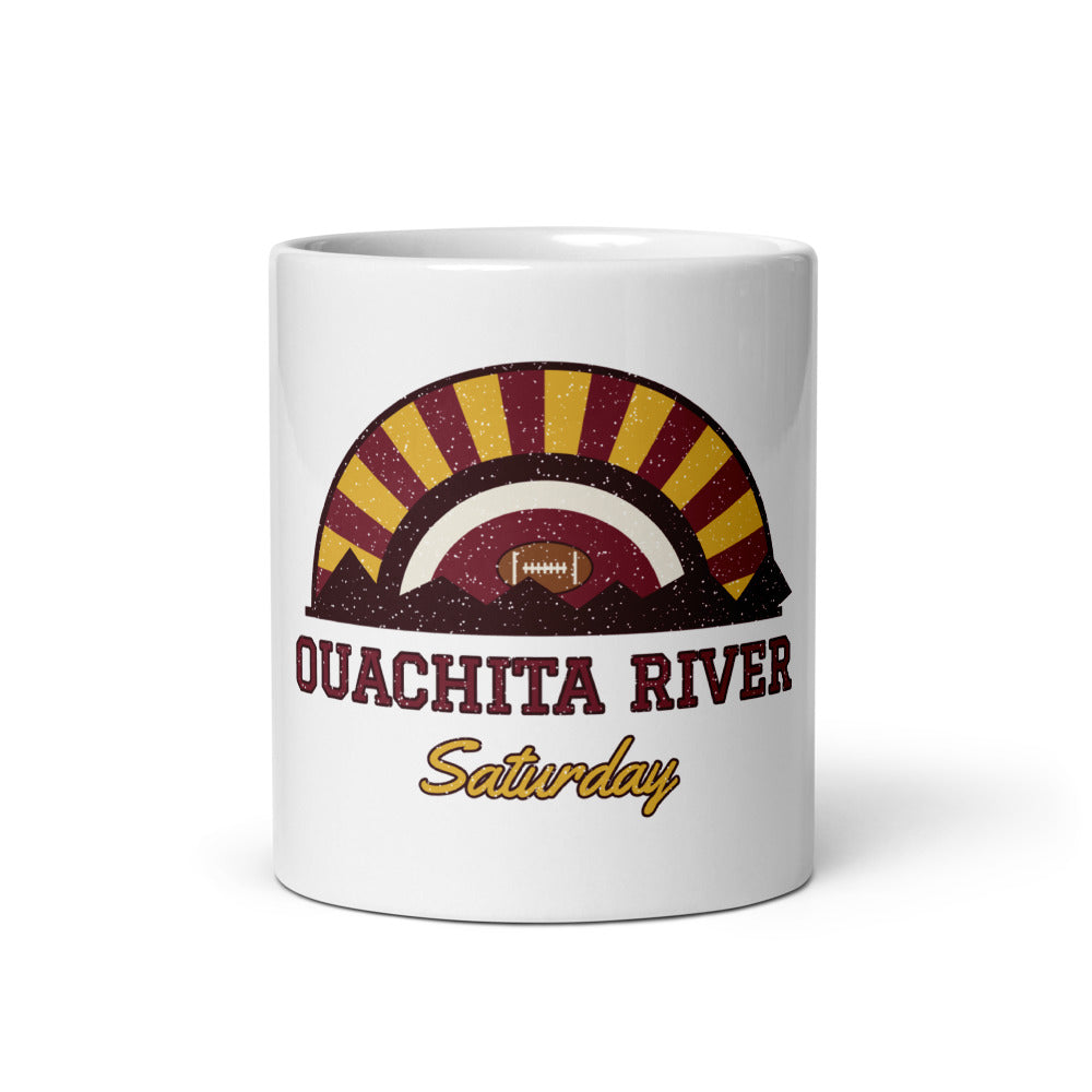 Ouachita River Saturday Mug in white, front