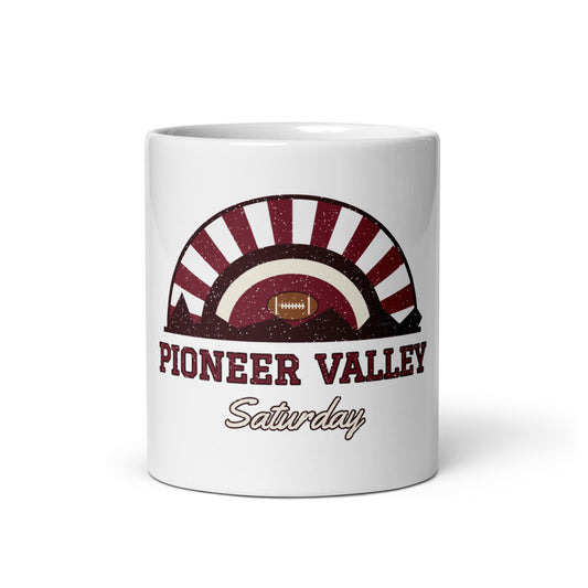 Pioneer Valley Saturday Mug in white, front
