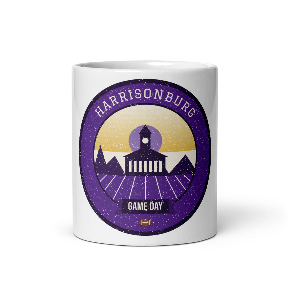 Purple & Gold Shenandoah Game Day Mug in white, front