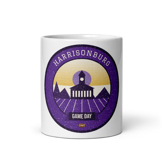 Purple & Gold Shenandoah Game Day Mug in white, front