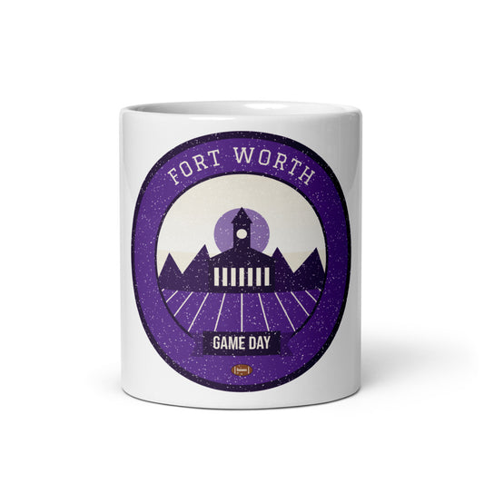 Purple Stockyards Game Day Mug in white, front