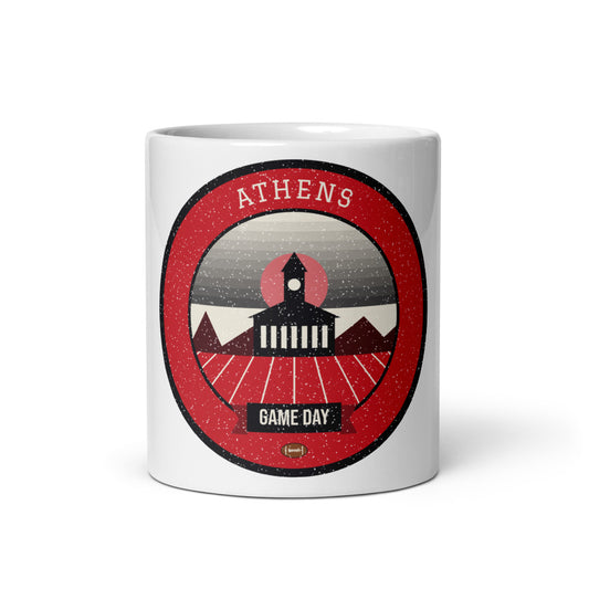 Red & Black Classic Town Game Day Mug in white, front