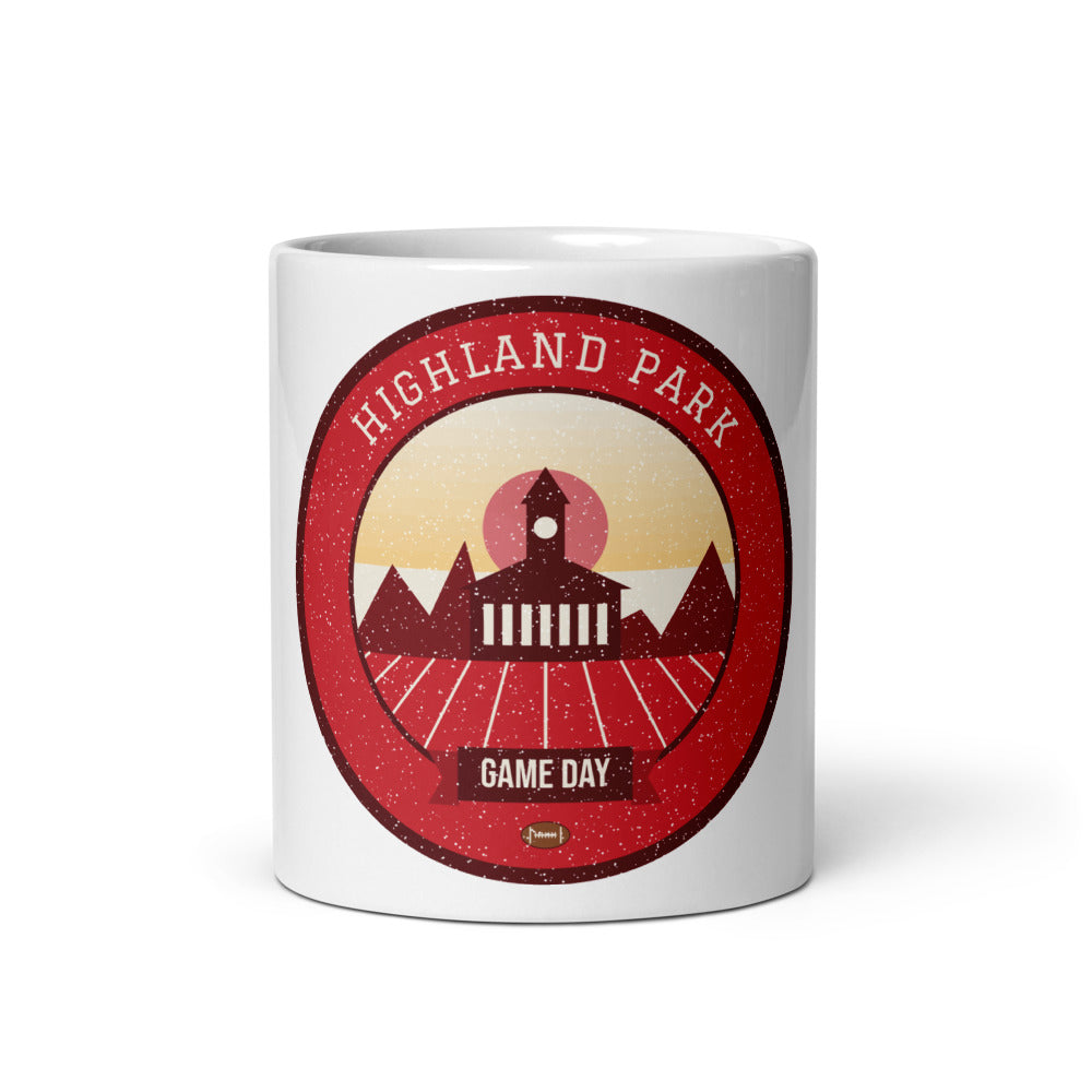Red & Blue Highland Brick Game Day Mug in white, front