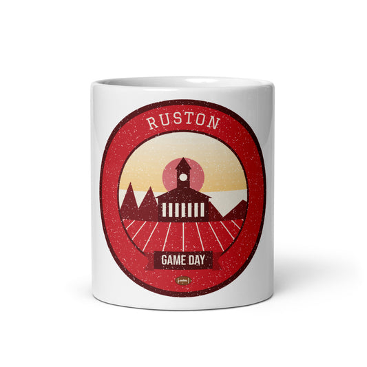 Red & Blue Piney Hills Game Day Mug in white, front