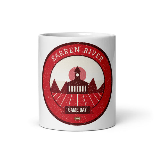 Red & White River Heights Game Day Mug in white, front