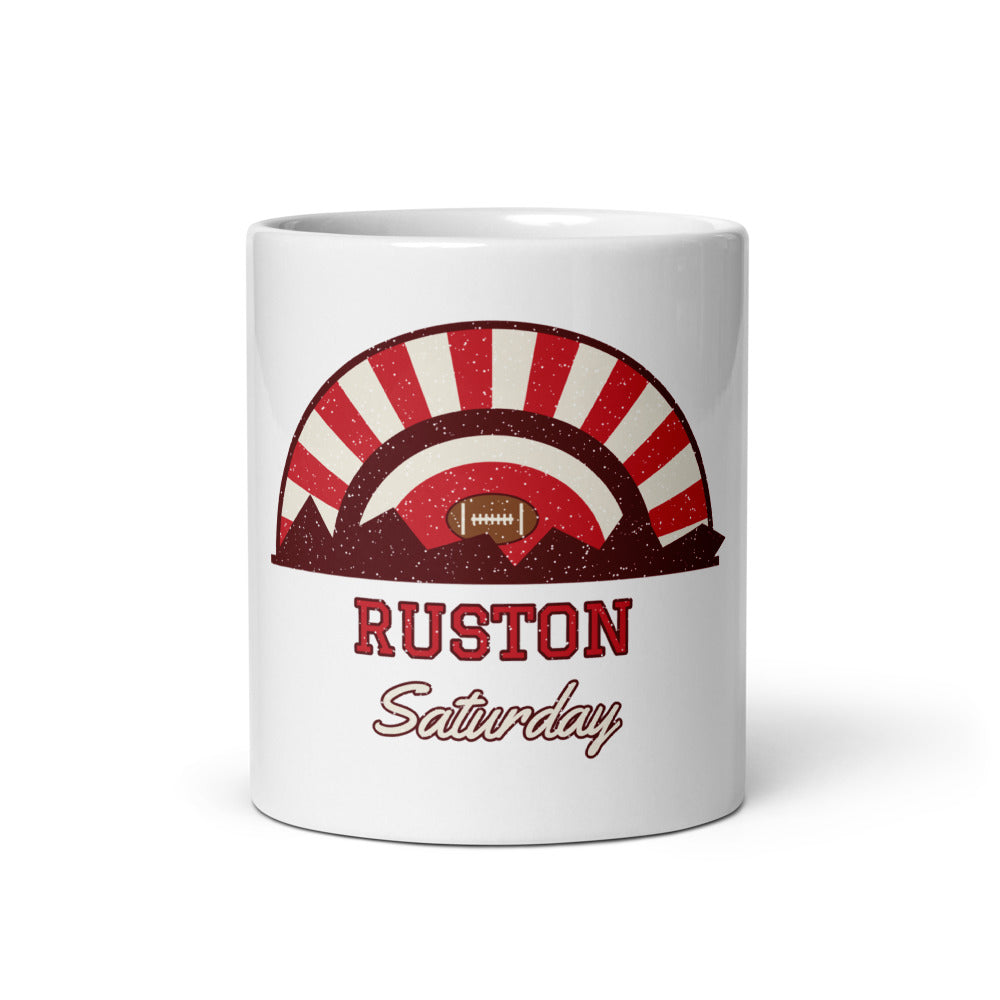 Ruston Saturday Mug in white, front
