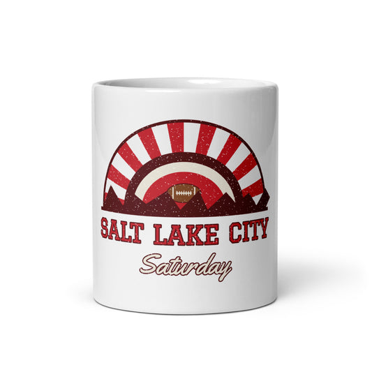 Salt Lake City Saturday Mug in white, front