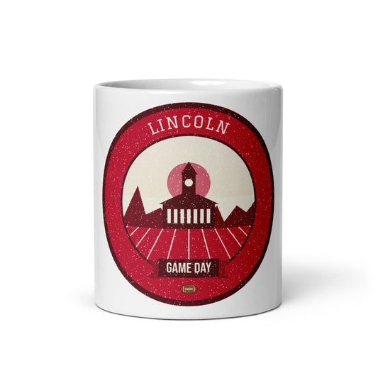 Scarlet & Cream Plains Game Day Mug in white, front