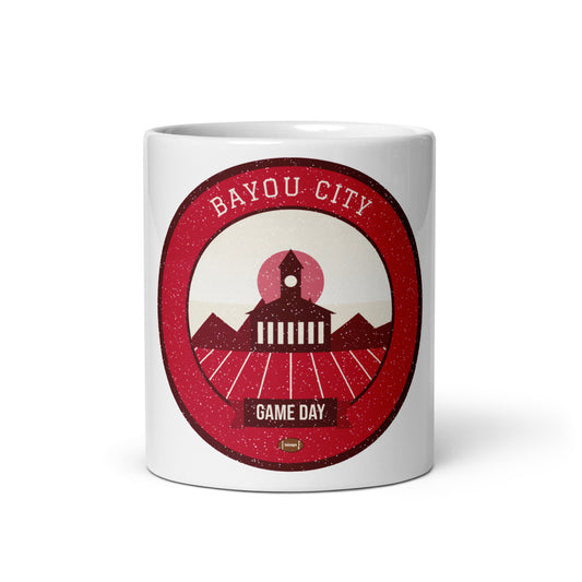 Scarlet Bayou City Game Day Mug in white, front